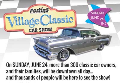 The poster for the event featuring a car by DeCoste Designs