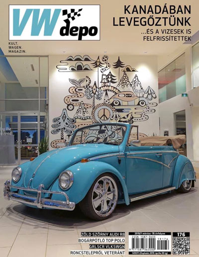 The cover of VW Depot Magazine featuring a teal blue VW.